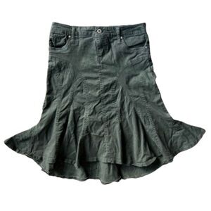 Suko Jeans Asymmetrical Cargo Army Green Denim Skirt